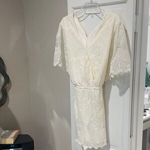 VENUS Cream Lace Mini Dress